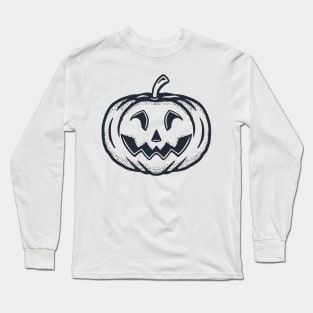 Scared Pumpkin Halloween Artwork Long Sleeve T-Shirt